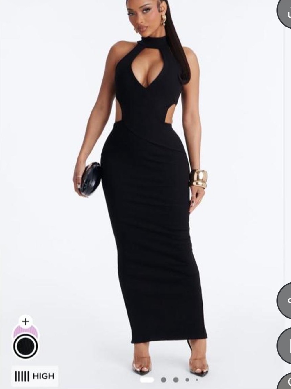 Fashion Nova Black Cutout Halter Maxi Dress
